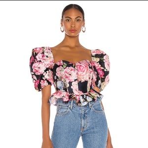 NEW Elea Top in Black Floral HEMANT AND NANDITA